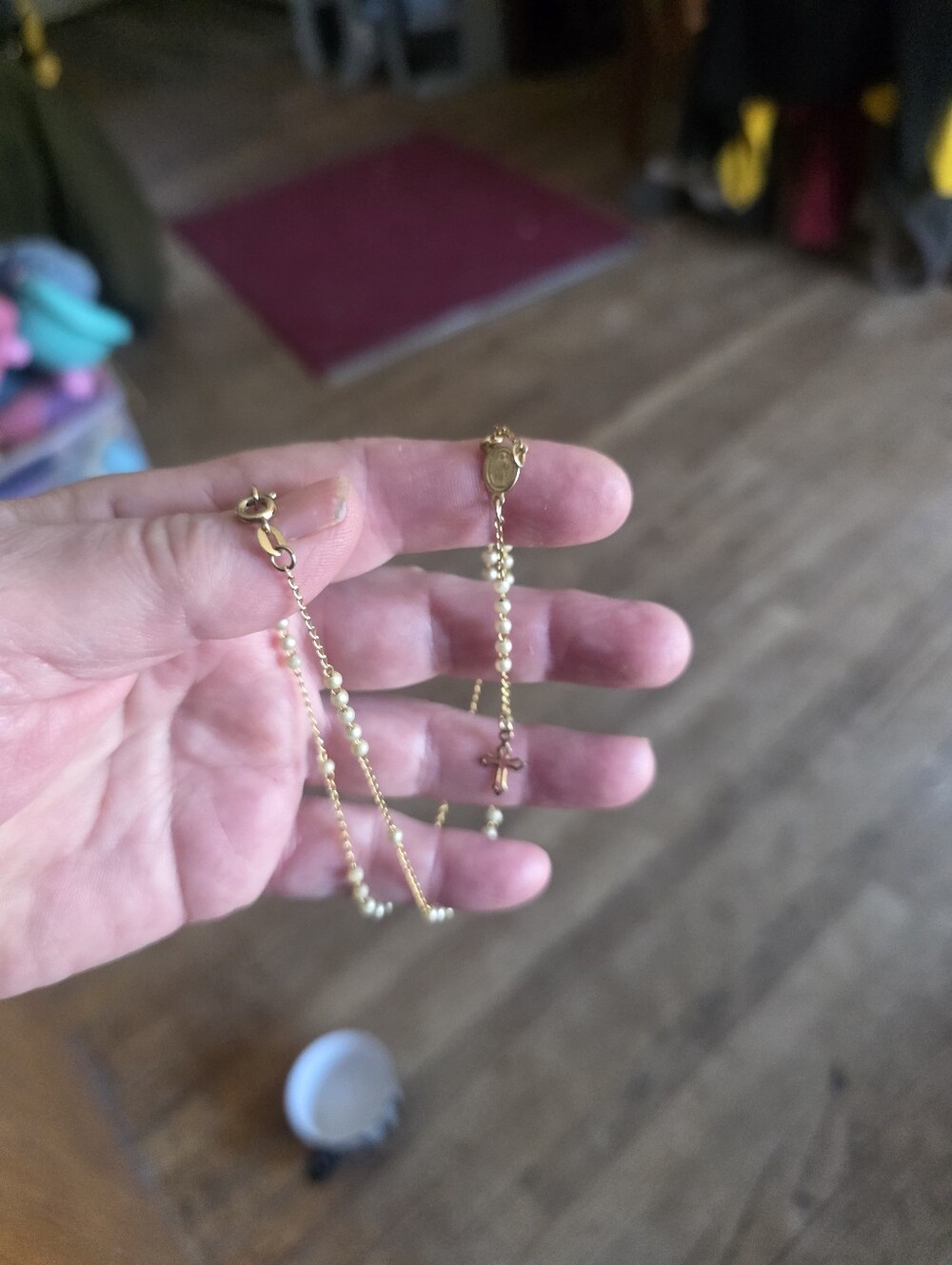Vintage Pearl/gold Rosary Small - Picture 6 of 8